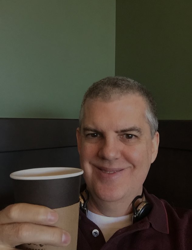 Lawrence BoarerPitchford with a coffee