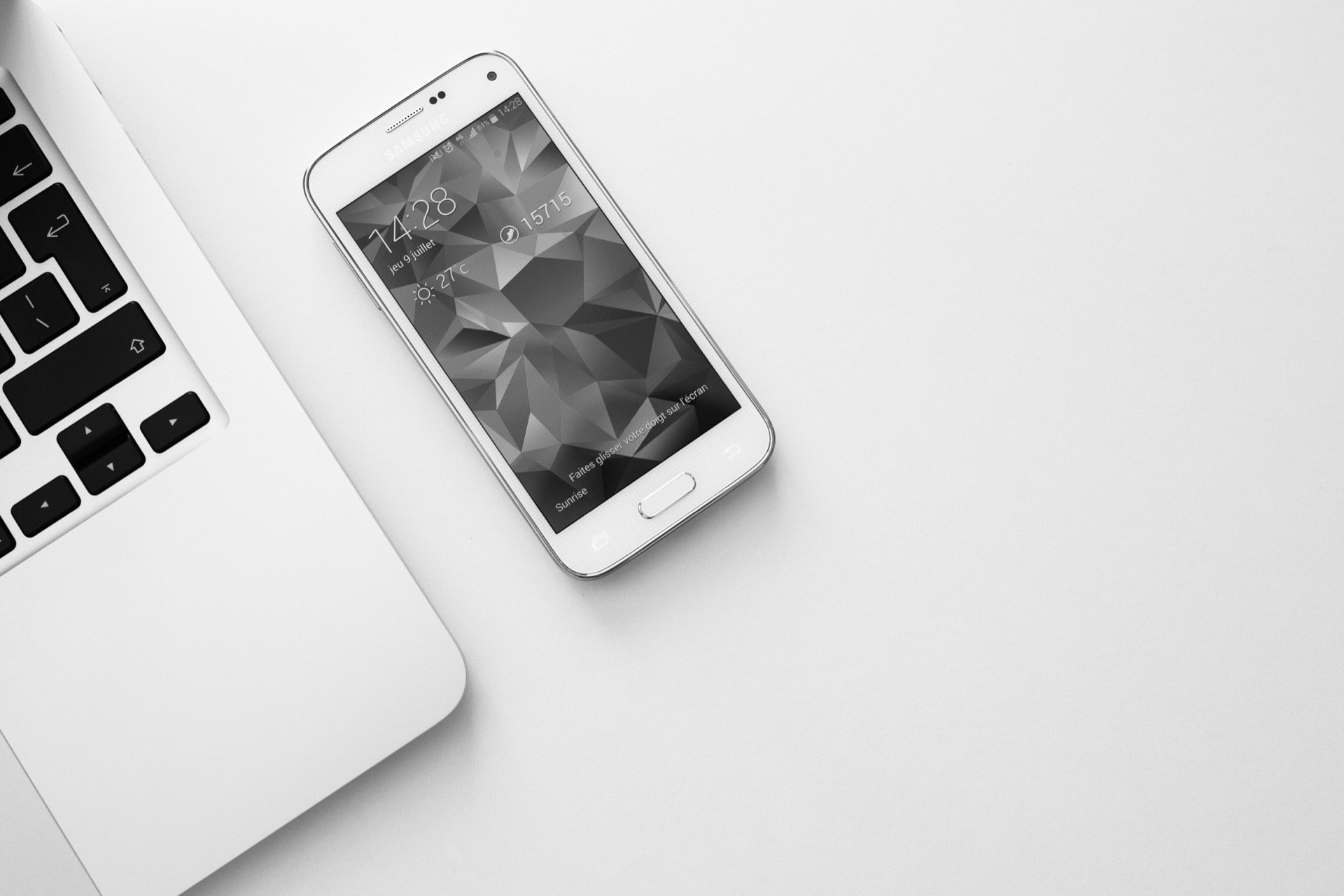 Phone on a white desk